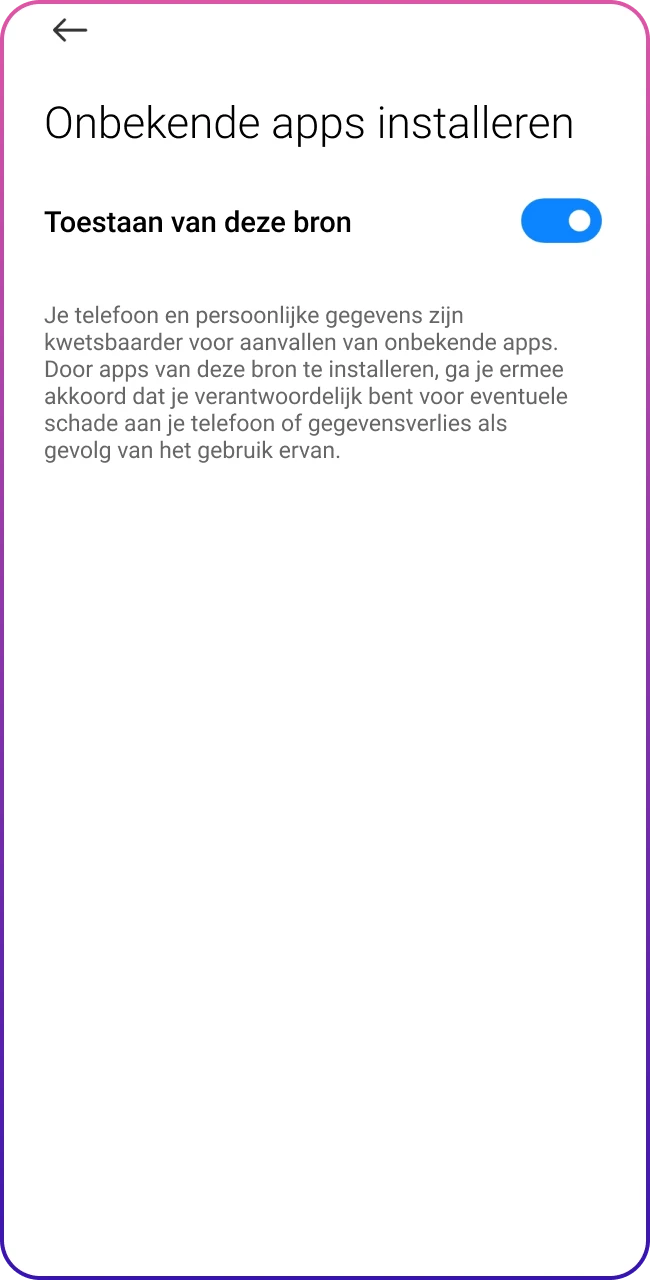 Activeer onbekende bronnen en installeer Lalabet.