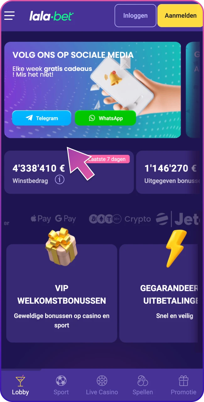 Ontdek de iOS downloadpagina van Lalabet.