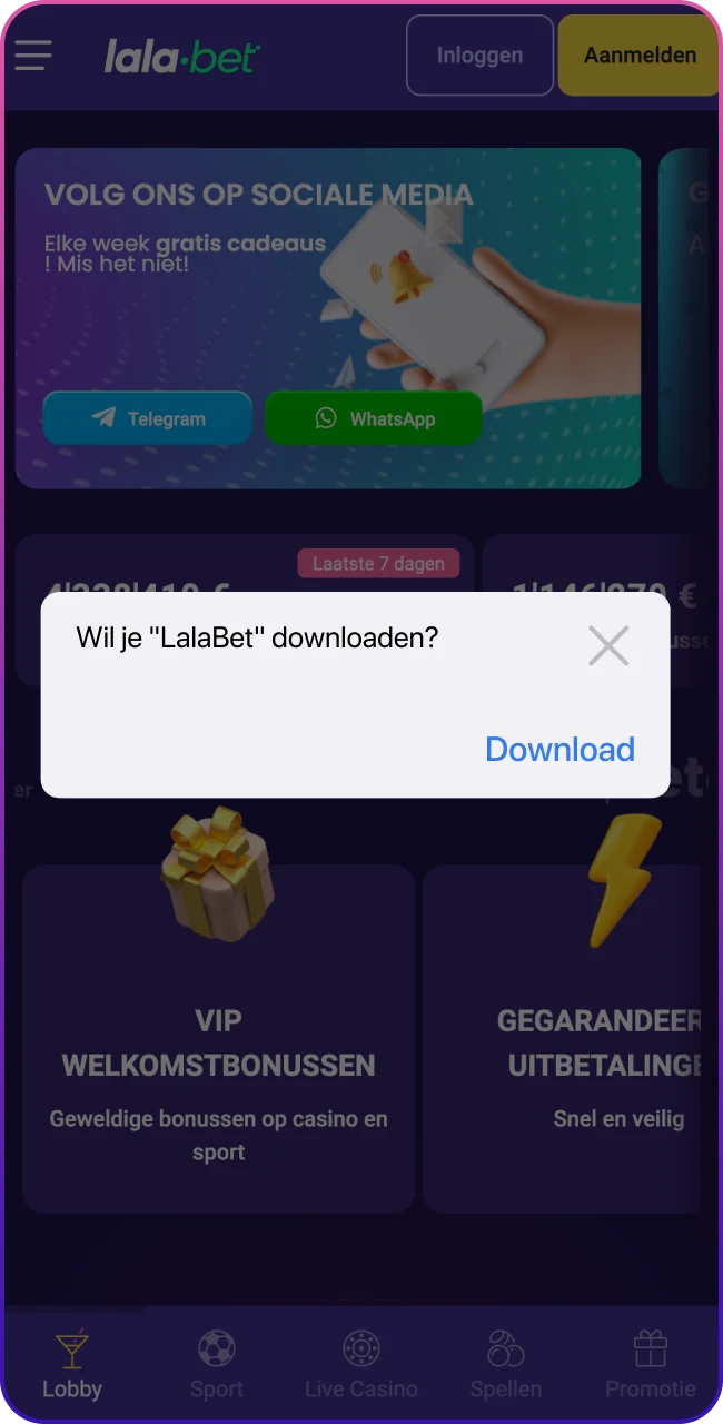 Installeer eenvoudig de iOS app van Lalabet.