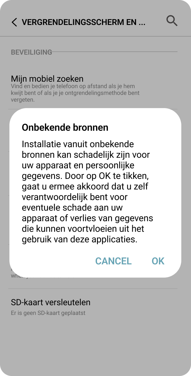 Bevestig de installatie van de Lalabet-app op je Android-telefoon.