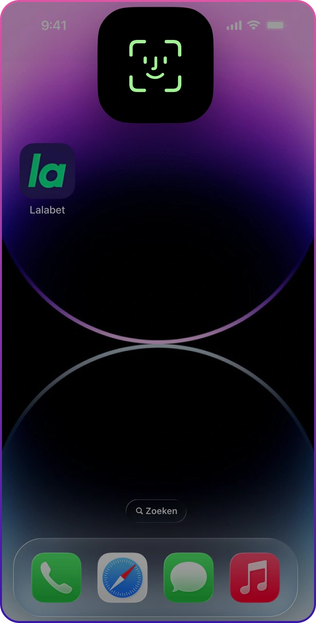 Geef toestemming voor pushmeldingen en biometrische gegevens in je Lalabet-instellingen.