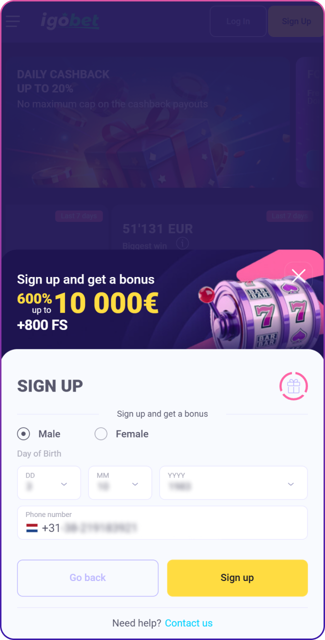 Accepteer de algemene voorwaarden en rond het formulier af om je Lalabet account te bevestigen.