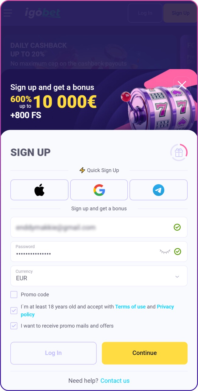 Kies ervoor om je aan te melden via e-mail, telefoon of sociale media bij Lalabet.