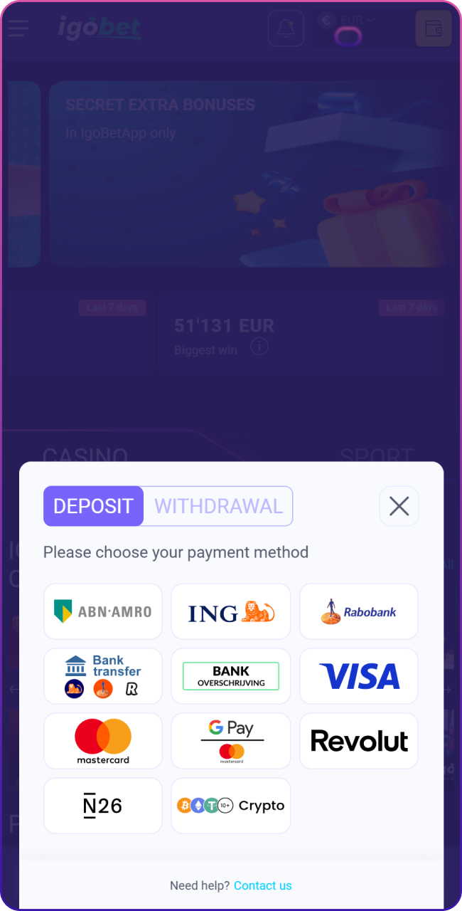 Log in op je nieuwe account Lalabet en ga naar je profielinstellingen.