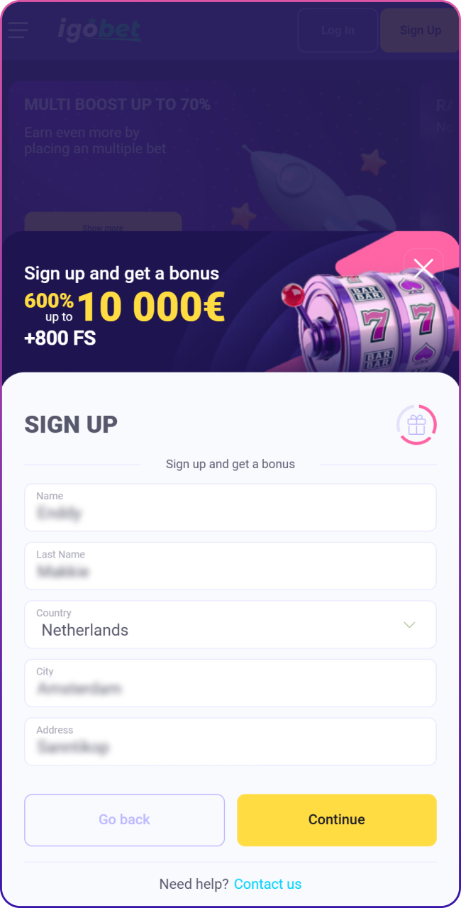 Vul je gegevens in, inclusief je volledige naam, geboortedatum en de gewenste valuta bij Lalabet.