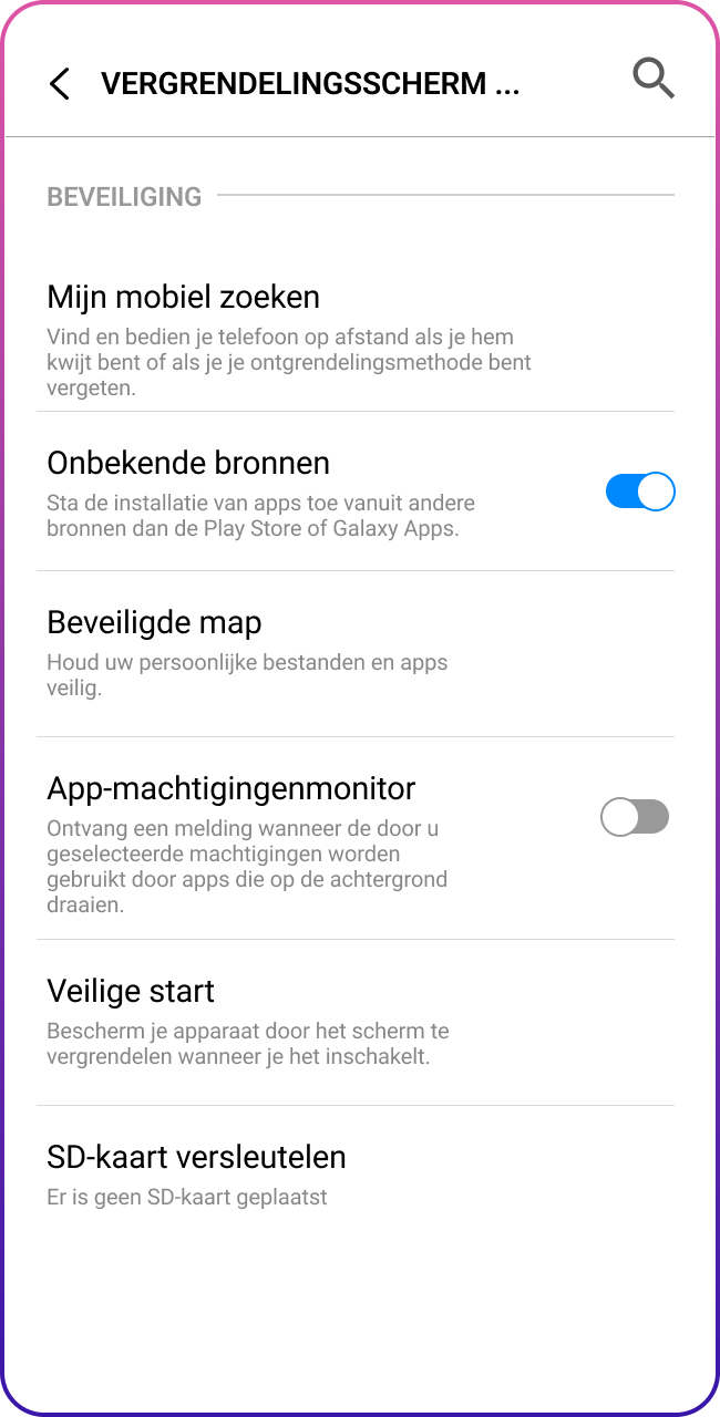 Sta de installatie van de Lalabet-app toe in je Android-beveiligingsinstellingen.