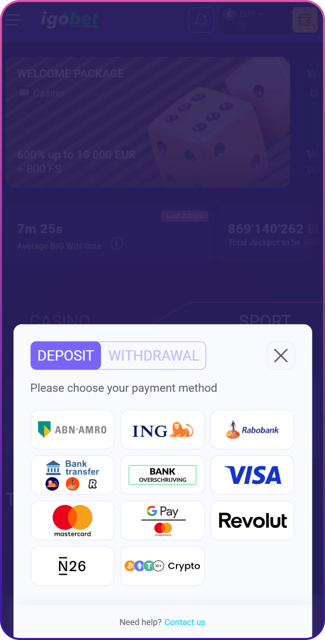 Ga naar de kassa, kies een betaalmethode zoals iDEAL en stort geld op je nieuwe Lalabet-saldo.