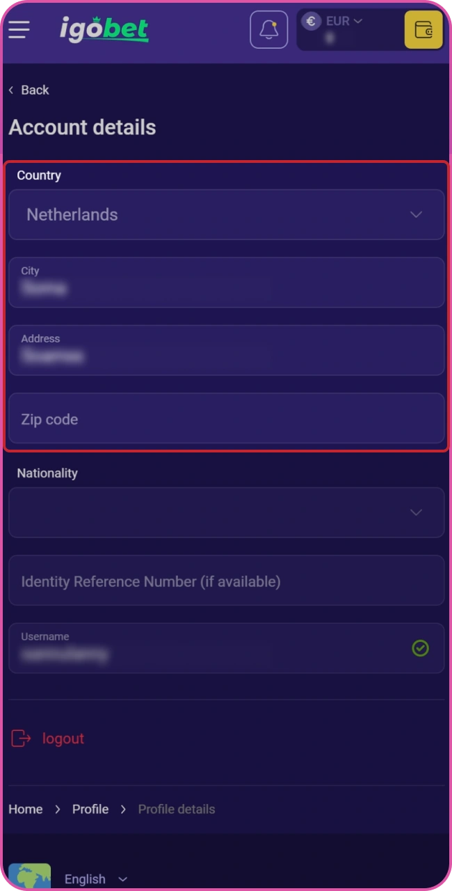 Voeg een recent adresbewijs toe, zoals een bankafschrift, om je Lalabet registratie te voltooien.
