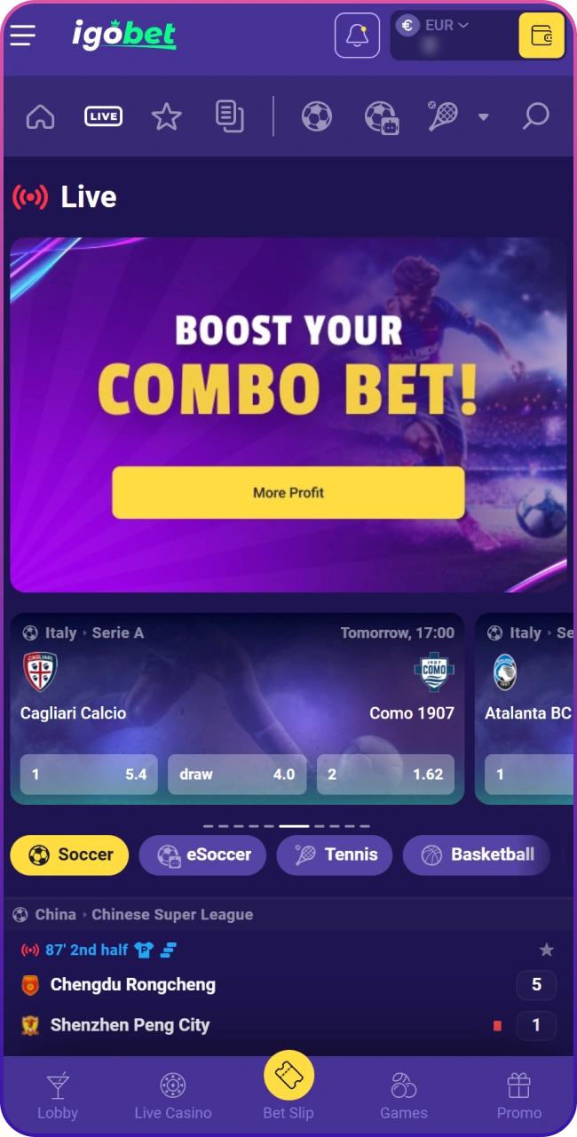 Blader door het sportsbook en kies een evenement uit de lijst met beschikbare wedstrijden op Lalabet.