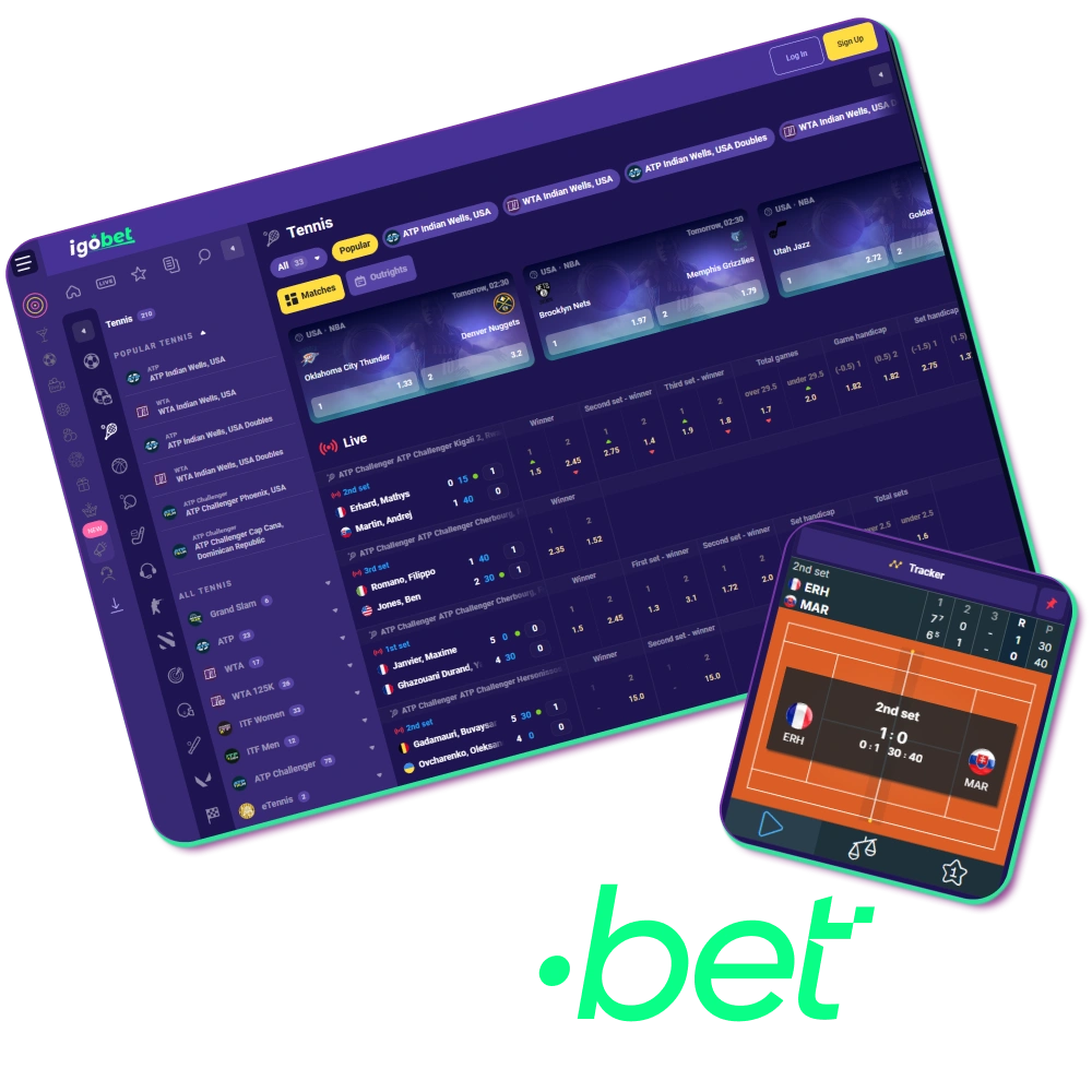 Volg elk punt van de Grand Slams en ATP-toernooien met live wedopties voor tennis op Lalabet.