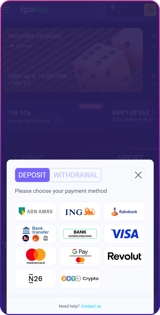 Ga naar de kassa en kies je favoriete betaalmethode om eenvoudig geld te storten bij Lalabet.